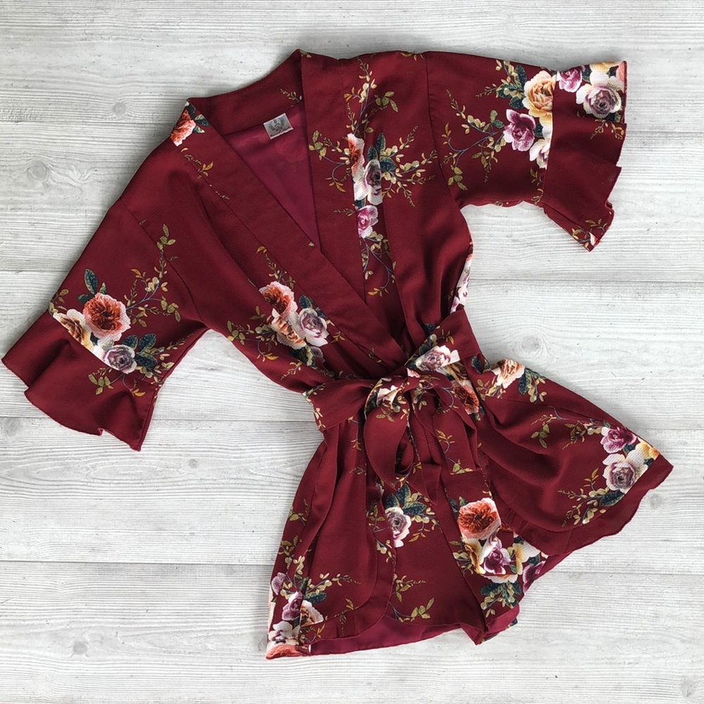Floral kimono style romper